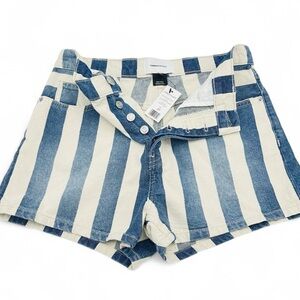 Current Elliott Westside Shorts Womens 27 Bay Stripe Denim Button Fly NWT NEW